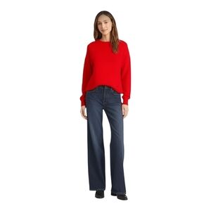 Only Mine Red Crew Neck 2 Ply Cashmere Sweater Size MP EUC Spring